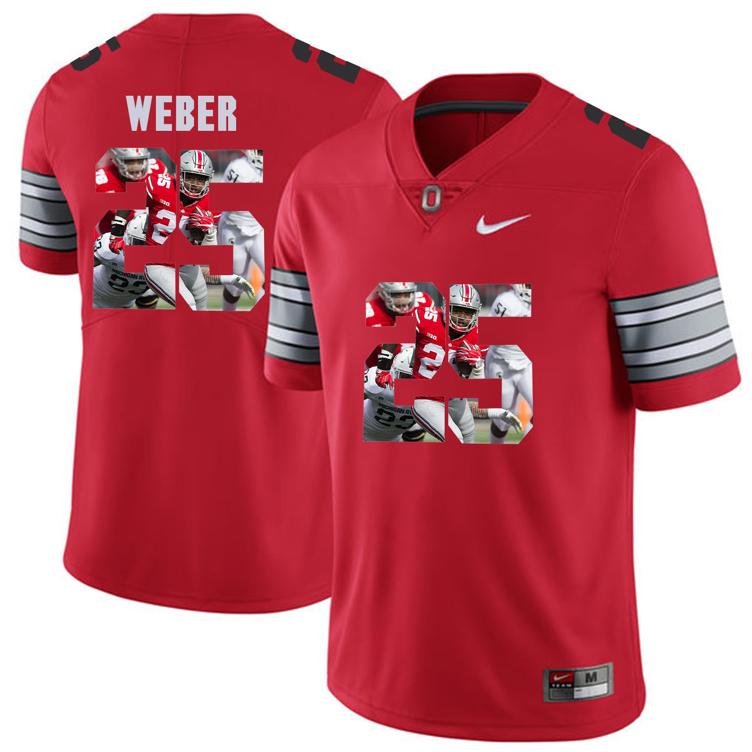 Men Ohio State #25 Weber Red Fashion Edition Customized NCAA Jerseys